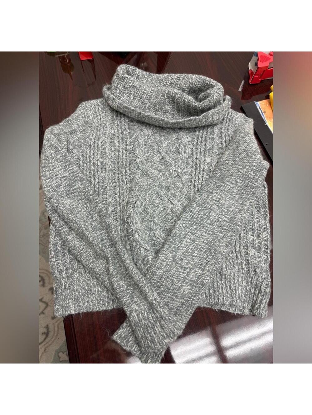 Express Gray Cable Knit Turtleneck Sweater